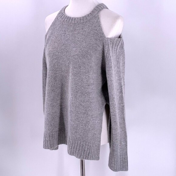 J.O.A. Gray Angora Blend Cold Shoulder Sweater Size Medium - Picture 2 of 7